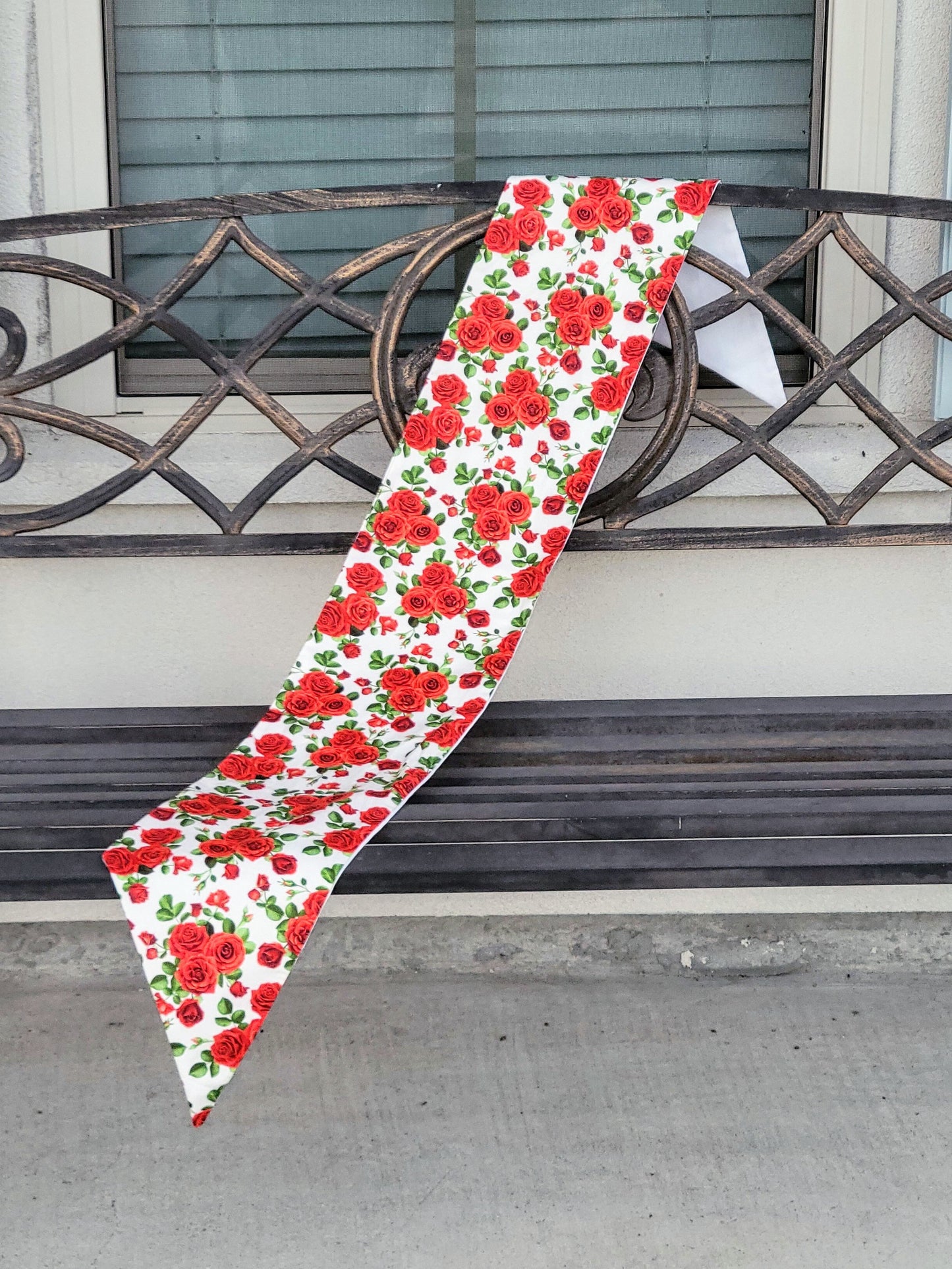 Red Roses Wreath Sash