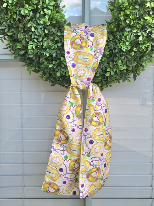 King Cake Mardi Gras wreath Sash